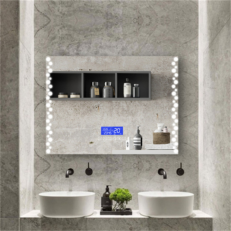 Fogless Touch Sensor Switch Three Color Lights with backhelid Mirror with Bluetooth/Digital Clock/Defogger